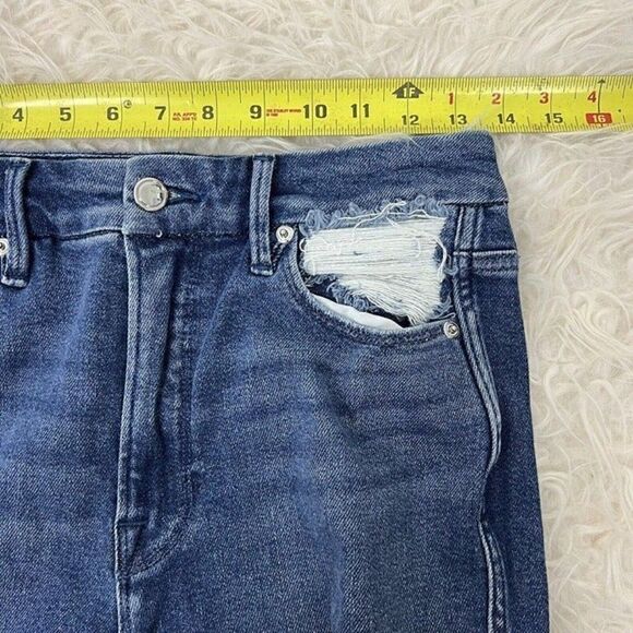 Good American Jeans Good Curve Straight Leg Stretch Distressed Denim Size 8/29 - Picture 7 of 11